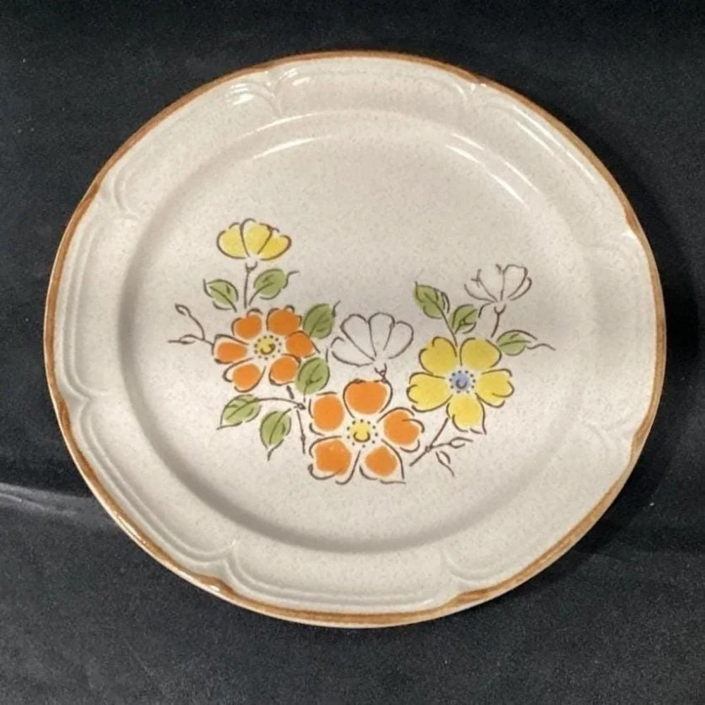 Hearthside Spring Garden Baroque Salad Plates, Set of 2 Vintage Floral Stoneware